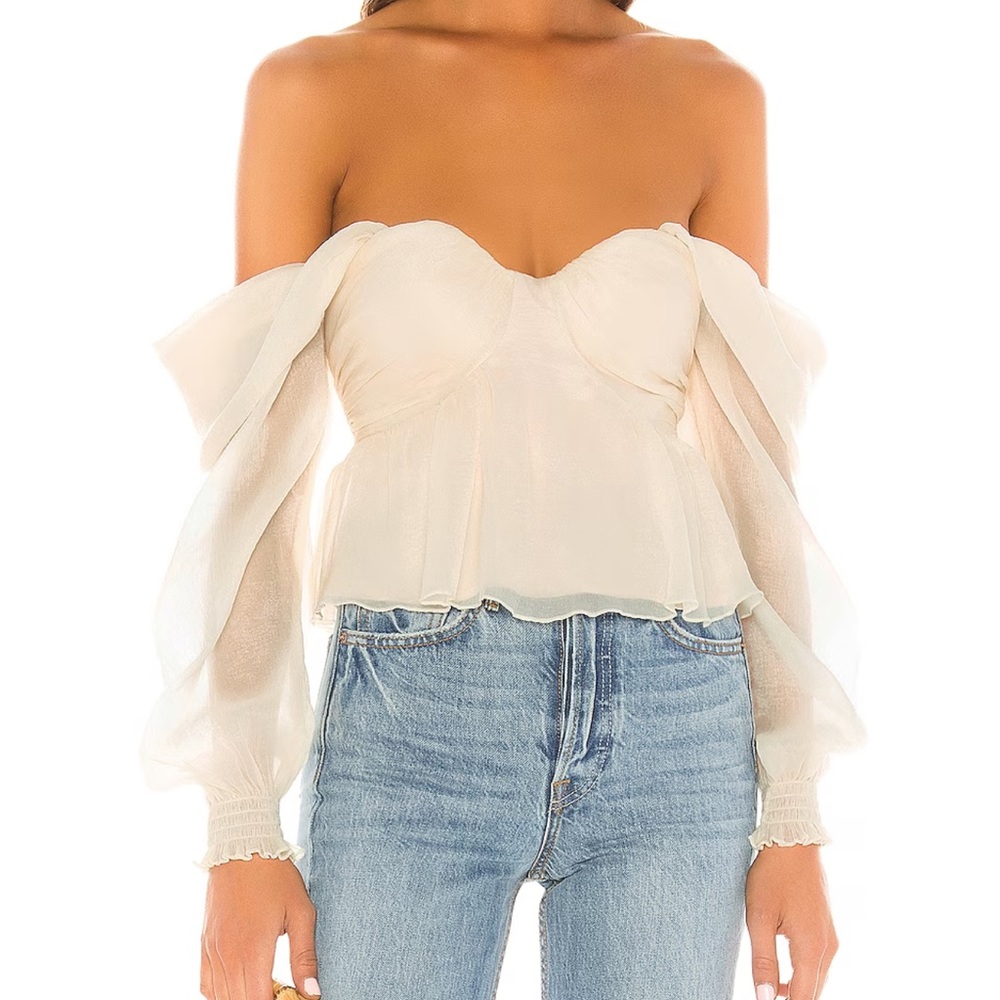 House of Harlow burna Blouse in cream off shoulder top w/ tags XS